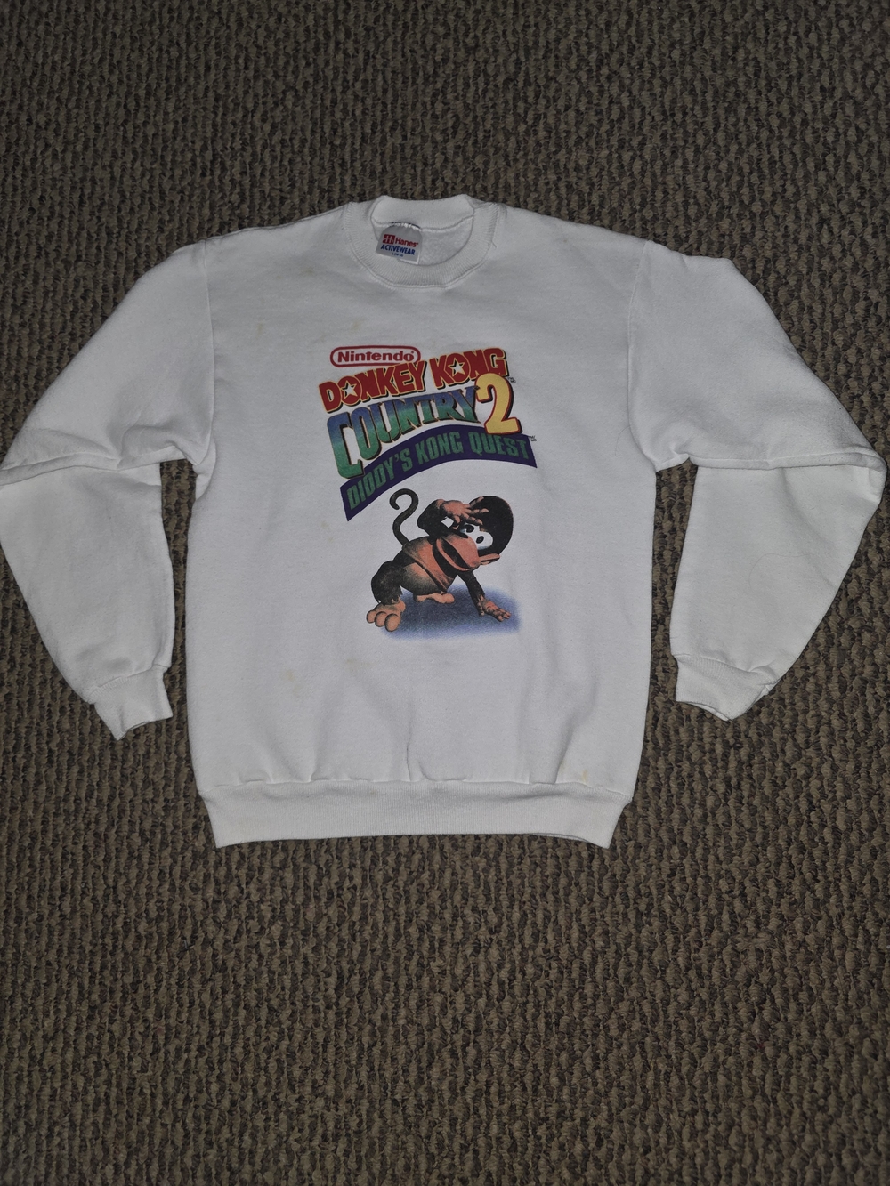 Vintage Hanes White Donkey Kong Country 2 Crewneck Sweatshirt